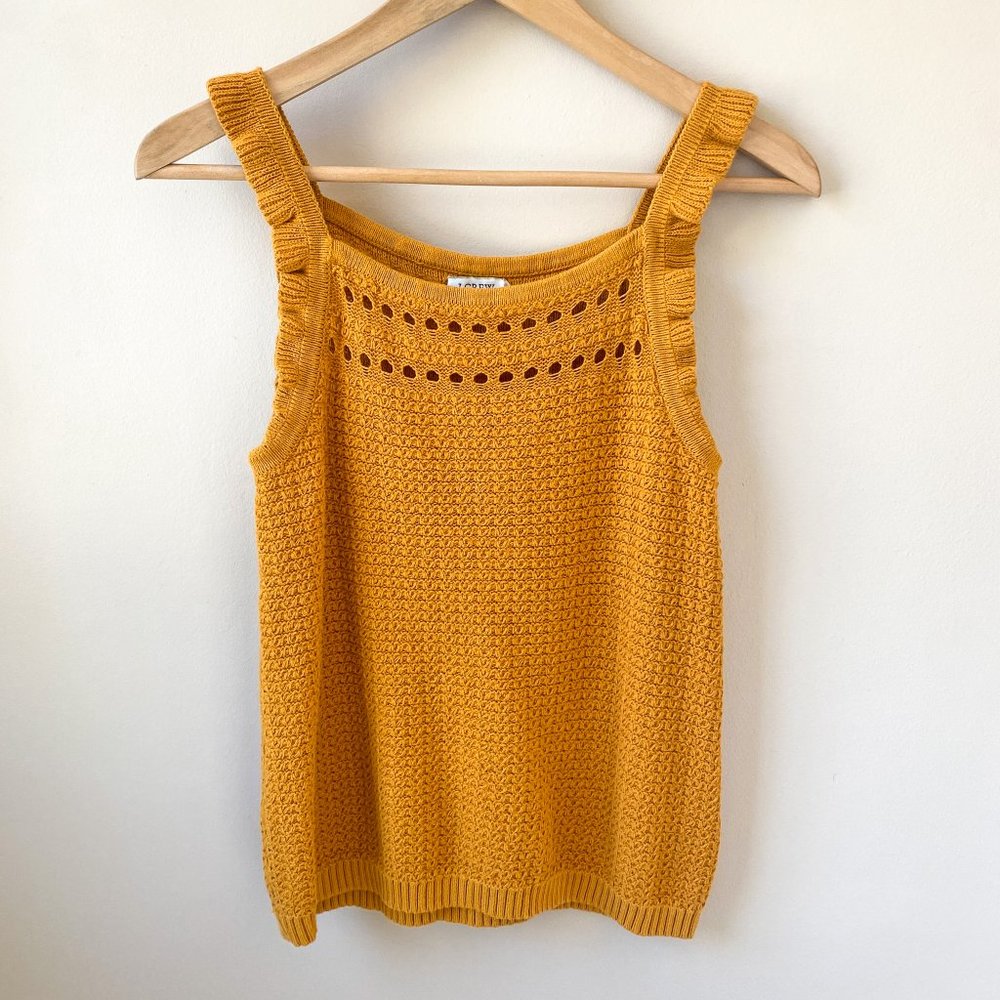 J CREW Ruffle Trim Sweater Tank | Gold | Mustard